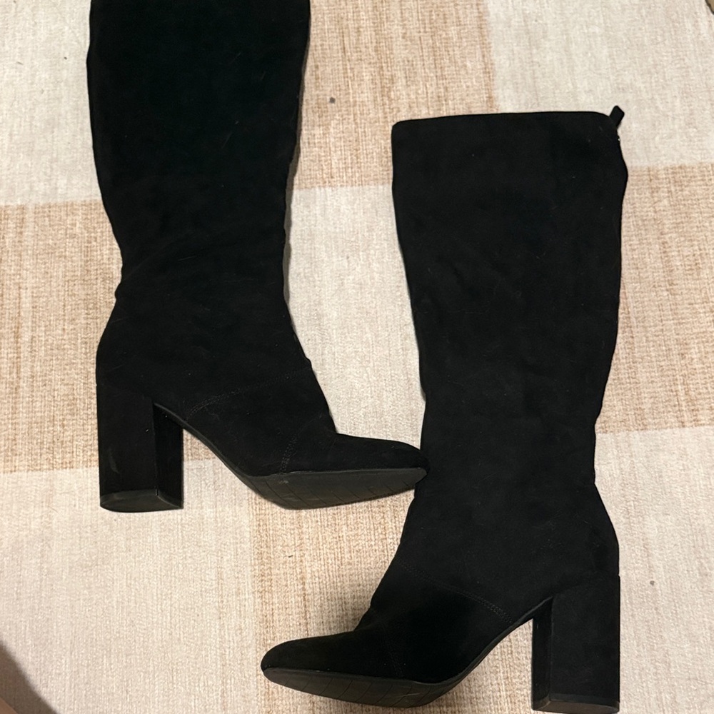 Black Women's Knee High Block Heel Boots